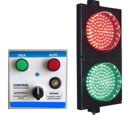 Semáforo Señalización Verde Rojo Led Con Boton Controlador 