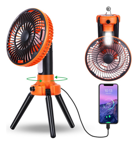 Tdlol Ventilador De Campamento Con Linterna Led, Ventilador