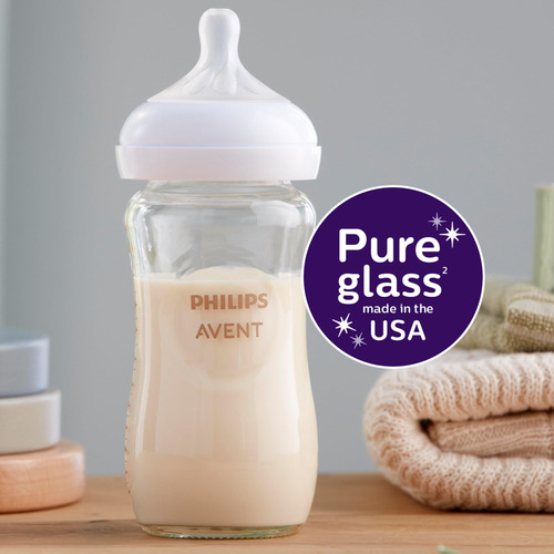 Mamadeira De Bebê Philips Avent Glass Natural 240ml, Pacote