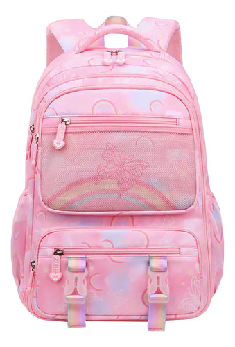 Mochila Escolar Feminina Arco Iris Princesa Estilo Fichario