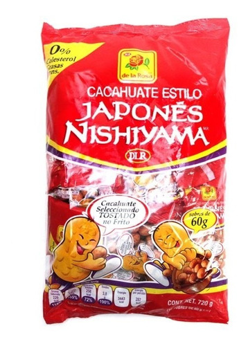 Cacahuates Japones Nishiyama De La Rosa Bolsa Con 12 Piezas