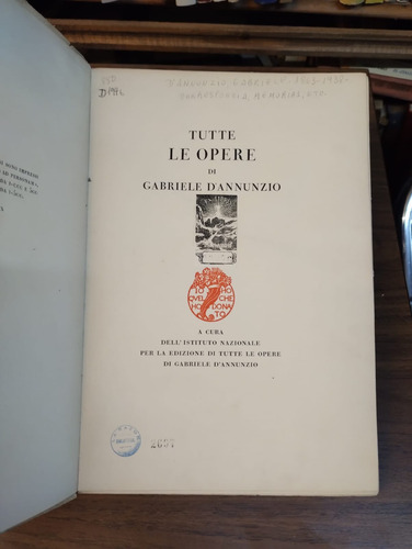 Tutte Le Opere Di Gabriele D`annunzio - Italiano (Usado)