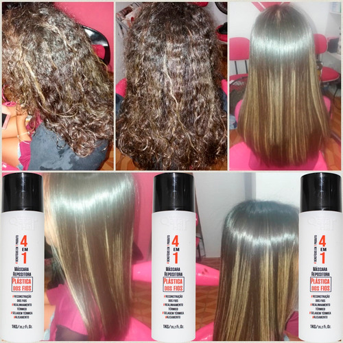 Plastica Dos Fios Selagem 4 Em1 Qatar Hair 3 Kits Liso Total
