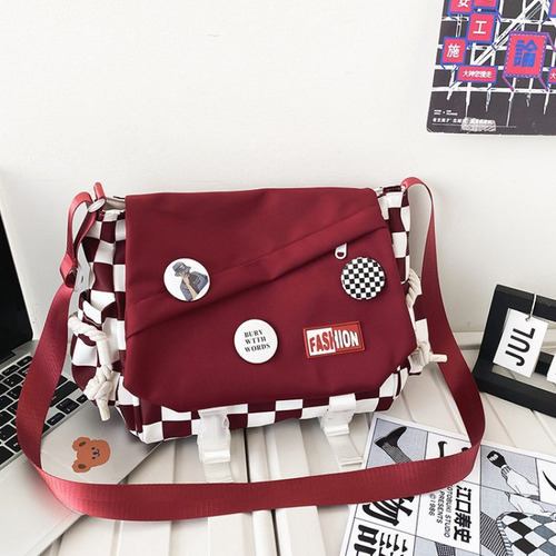 Nueva Bolsa De Cartero De Lona Harajuku De Checkerboard, Mod