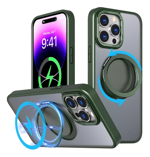 Capa Para iPhone Para Suporte Giratório Magsafe 360°