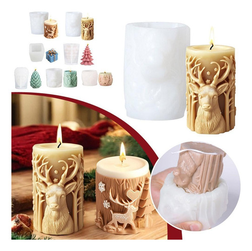 Vela De Árbol De Navidad 3d Con Molde De Silicona, Vela Navi