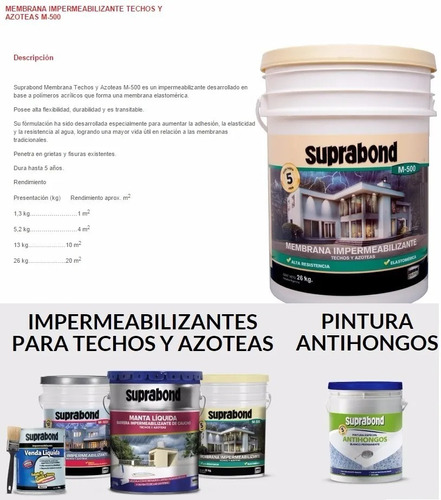 Membrana Liquida Impermeabilizante Suprabond Techos 26 Kg