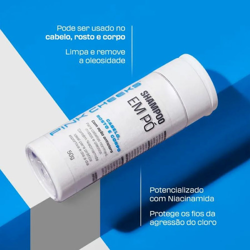 Shampoo Em Pó 3 Em 1 | Cabelo Rosto E Corpo 50g Pink Cheeks