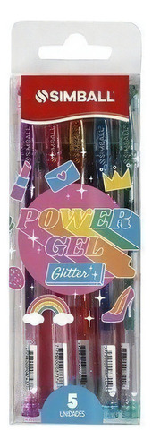 Boligrafos Roller Gel X5 Glitter Simball Power Gel 80919