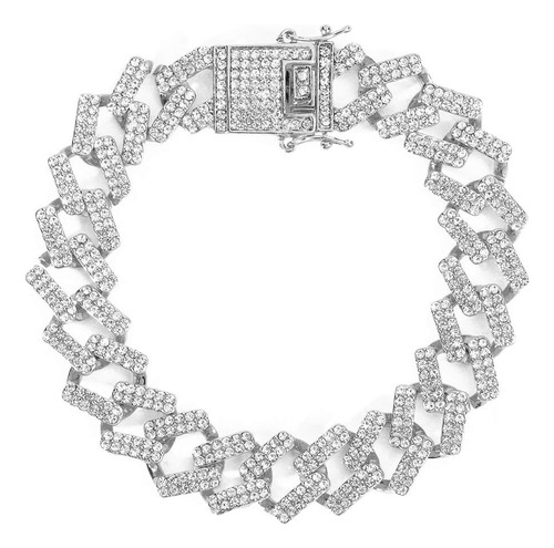 Hh Bling Empire Pulsera De Eslabones Cubanos Con Diamantes H