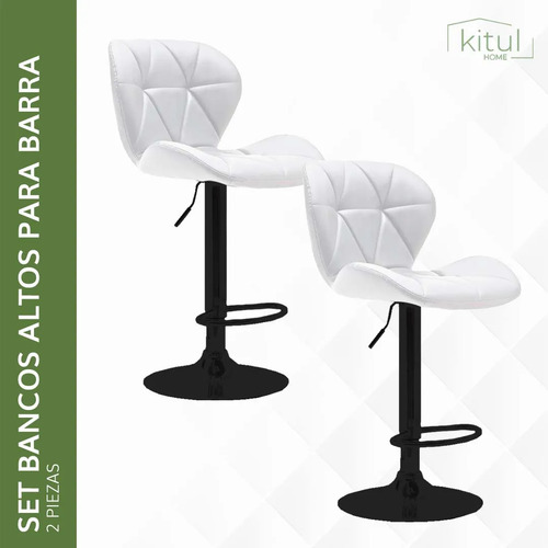 Set 2 Bancos De Cocina Barra Silla Taburete Capitonado Alto Acolchado Color Blanco