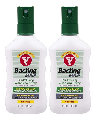 Bactine Max Pain Relieving Cleansing Spray, 2 Piezas De 5 Oz