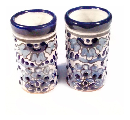 2 Vasos Tequileros De Talavera Poblana Barroca 50ml #102