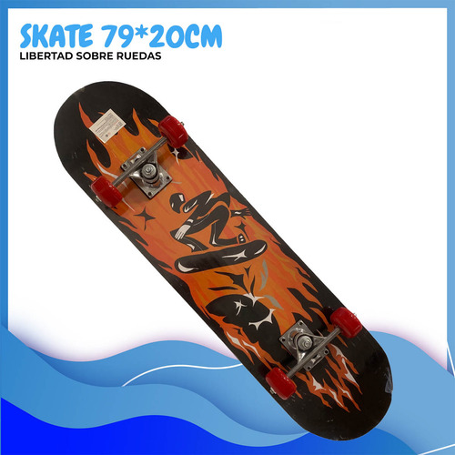 Tabla Skate Patineta Niño Unisex - Varios Diseños 79x20 Fuego