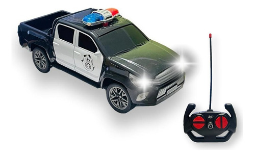 Carrinho Controle Remoto Policia Blazer Rota Luz Caminhonete Cor Preto