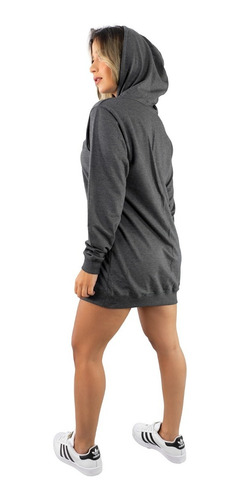 Imagem 4 de 8 de Vestido Camisão Manga Longa Feminino Moletinho Moda Inverno