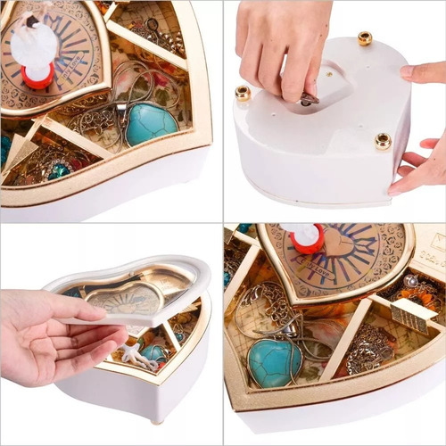 Caja Corazón Musical Joyero Con Bailarina