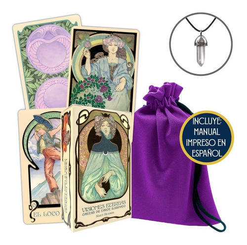 Tarot Visiones Etereas En Español + Morral+ Tablero +pendulo