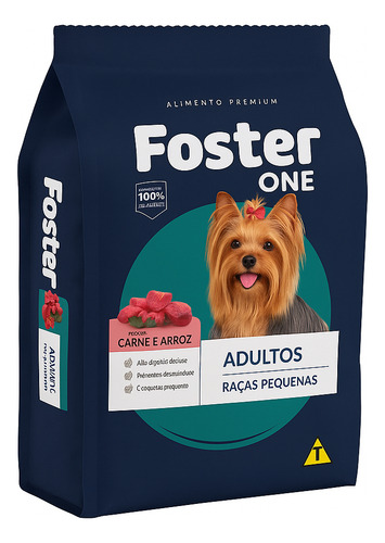 Foster One Ração Raças Pequenas Sabor Carne Com Arroz 10kg