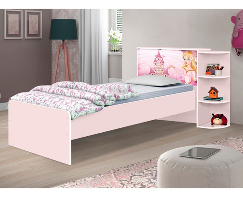 Cama Para Niños 1 Plaza Diseño Princesa Infantil Rosa
