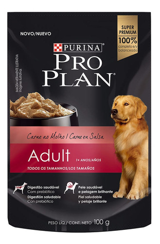 Alimento Húmedo Perros Pro Plan Wet Dog Adulto Meat 100 Gr