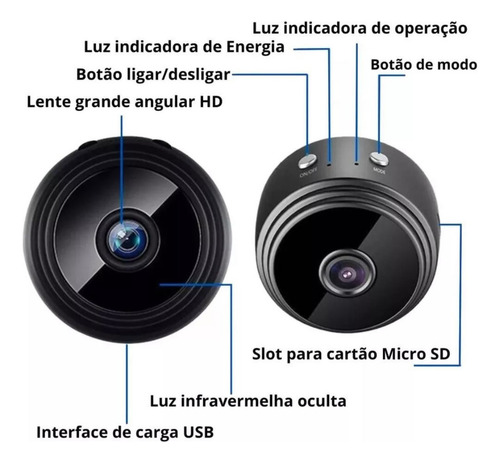 Camera Mini Magnetica Aplicativo Visão Noturna A9