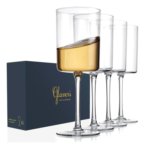 Juego De 4 Copas De Vino Cuadradas, Copas De Vino Modernas C
