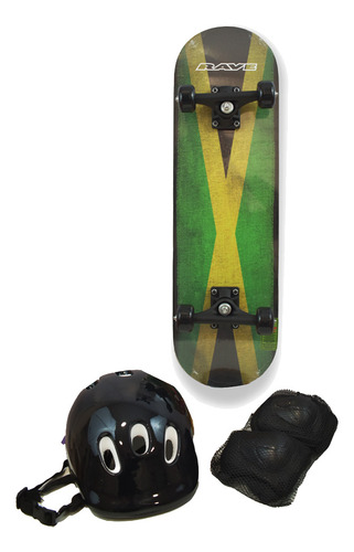 Patineta Skate Board Flat Verde + Set De Proteecion  Ik0459