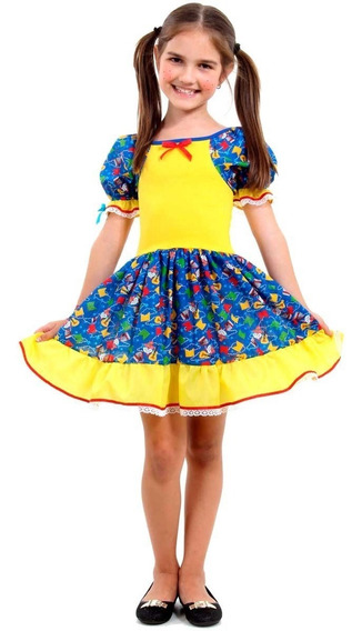 vestido festa junina infantil amarelo