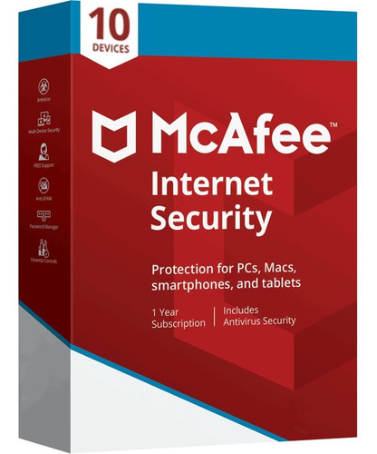 Mcafee Internet Security 10 Dispositivo 1 Año Codigo Oficial