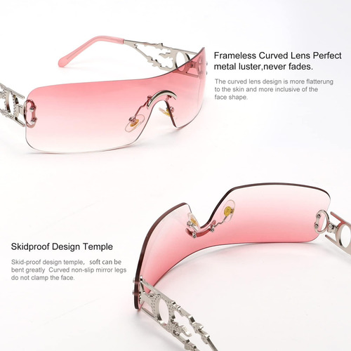 Senmaries Gafas De Sol Y2k Sin Montura Para Mujeres Y Hombre