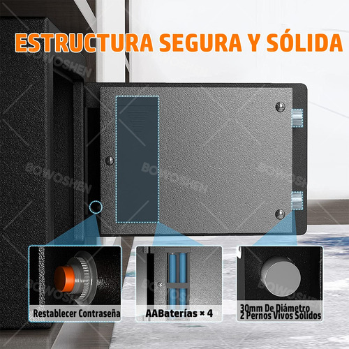 Caja Fuerte Electrónica De Seguridad Codigo Digital Y Llave Color Grey