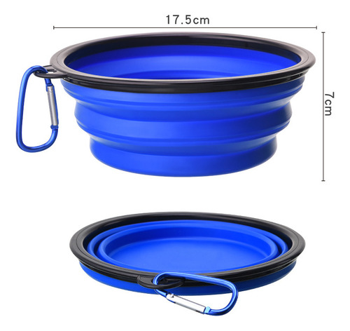 Cuenco Plegable Portátil Para Exteriores Azul De 1000 Ml Par