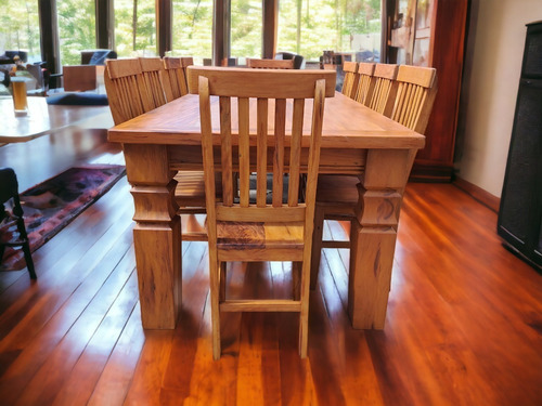 Jogo De Jantar 250x100 Com 12 Cadeiras Madeira Maciça Rustic