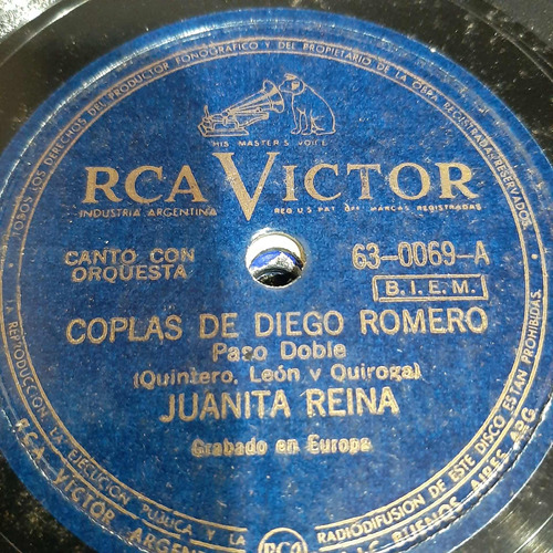 Pasta Juanita Reina Grabado Europa Rca Victor C183