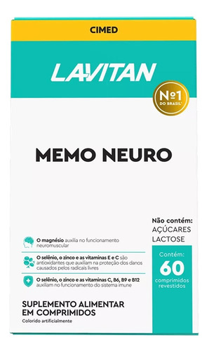 Kit 6 Suplemento Lavitan Memo Neuro 60 Comprimidos - Cimed