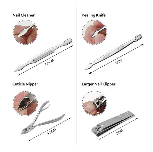 Sc Cortador De Unhas 19 Peças Aço Inoxidável Pedicure