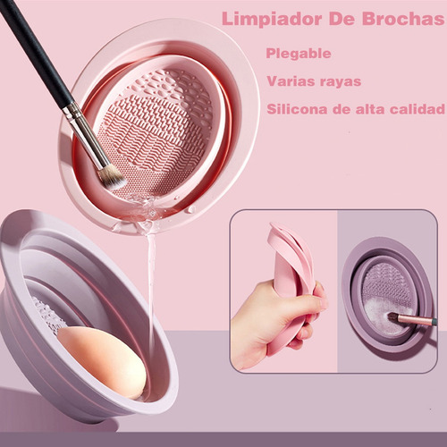 Set De Esponja Para Maquillaje Con Brocha Kabuki Y Limpiador