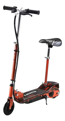 Patín Eléctrico Eco-forte Cd02-s Waterprinting Con Asiento Color Rojo