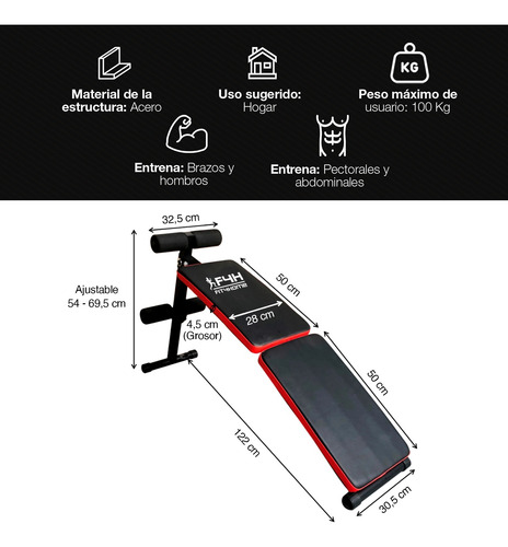 Banco De Entrenamiento Para Abdominales Home Fit A100 Negro