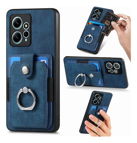 Funda Para Xiaomi Ring Card Leather + Cristal Templado 9d