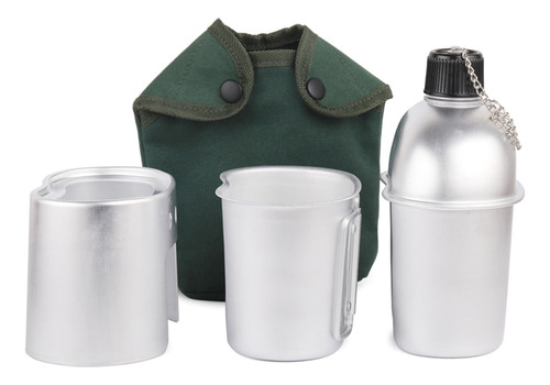 Set Militar De Cantimplora De Aluminio Kettle Wood Para Bols