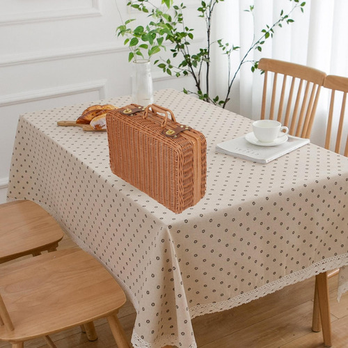 Cesta De Almacenamiento De Ratán Sintético Con Tapa, L