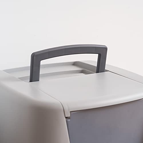 Arenero Para Gato Jumbo Con Tapa Asa Y Cuchara Color Gris