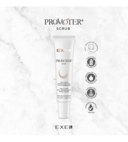 Imagen 3 de 9 de Promoter Scrub Gel Exfoliante Para Cejas Liposomas 15gr Exel