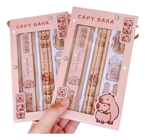 Set De Papelería Escolar Y Oficina De Capybara 8 Piezas
