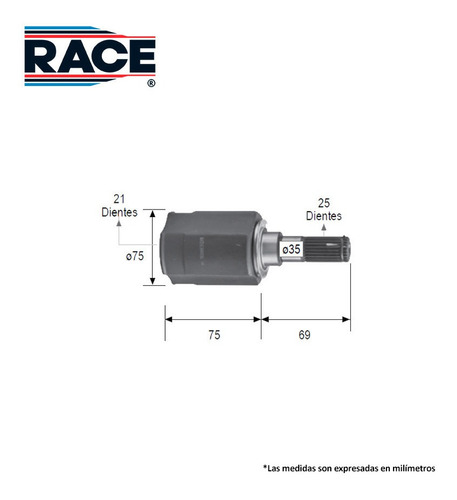 Imagen 2 de 6 de Espiga L/caja Izq-der Hyundai Grand I10 1.3l 2015-2017 Race