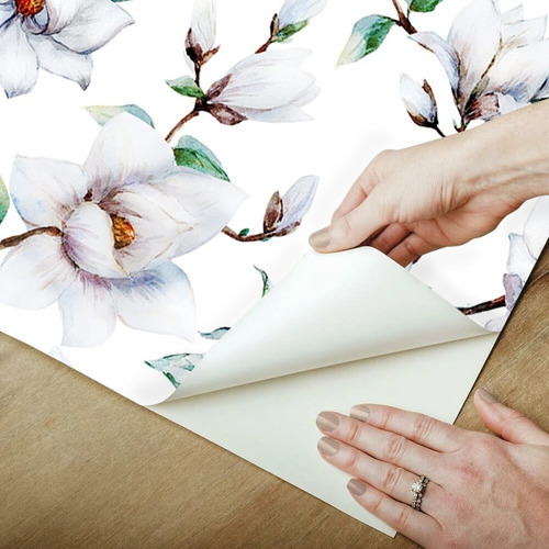Tapiz Wallpaper Flores Magnolias Blancas Autoadhesivo Vinil Color Blanco