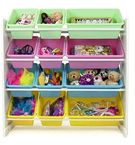 Organizador de juguetes para niños con cajas de almacenamiento Tot Tutors,  Espresso, Plástico, Natural/Primario