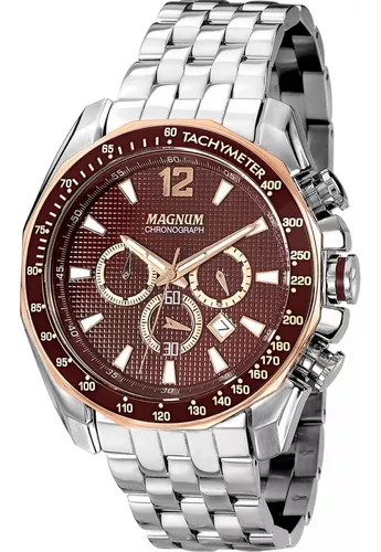 Relógio Magnum Masculino Ref: Ma33059q Casual Prateado Prata